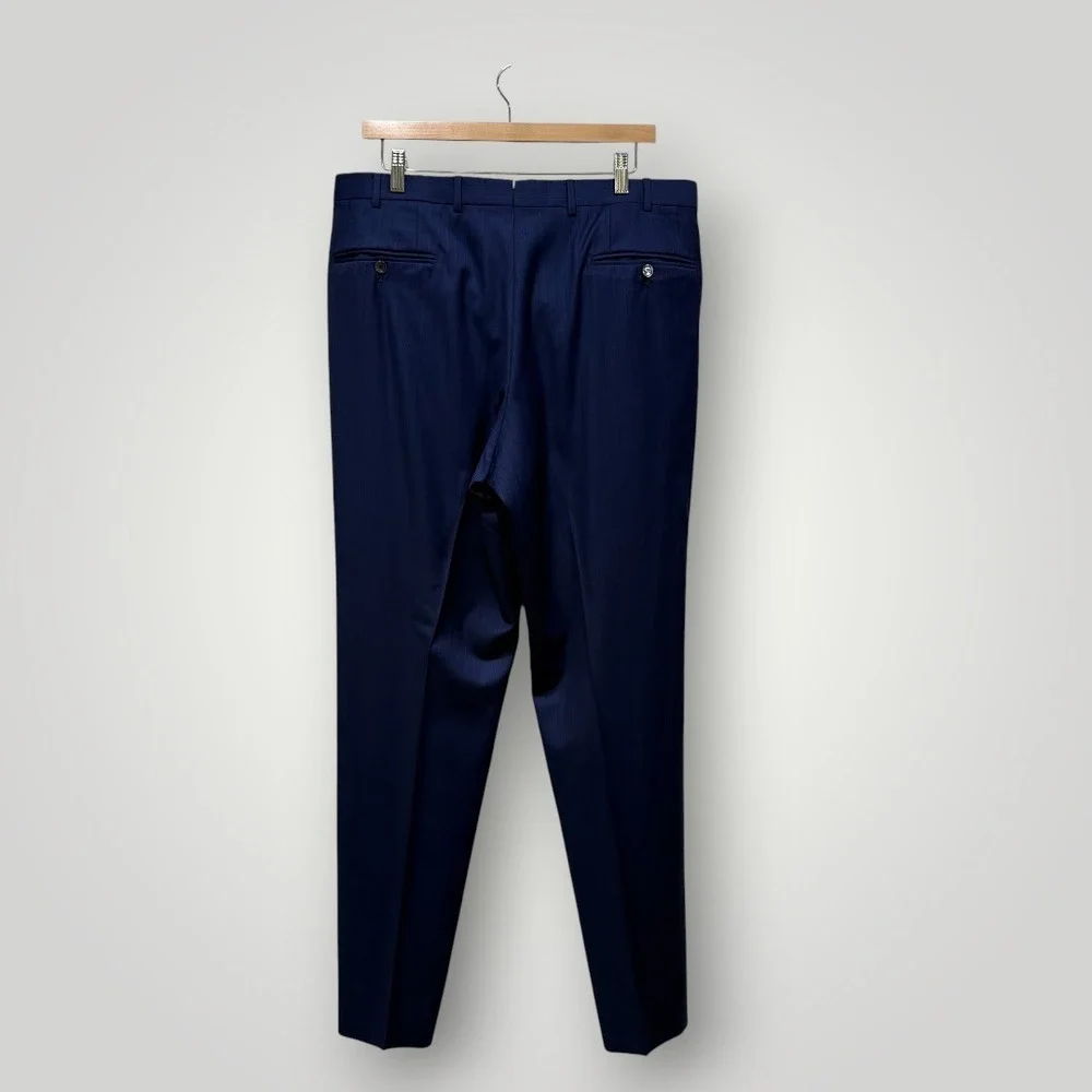 Isaia Napoli Men Blue Pinstripe 160's Aquaspider Wool‎ Suit 52 IT 42 US 8R